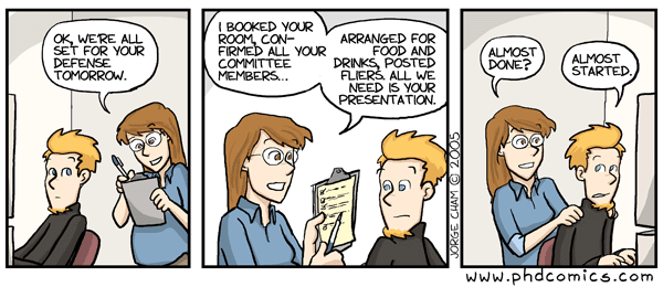 funny comic about preparing for a dissertation defense