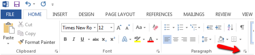 screenshot of ms word for formatting abstract according to APA